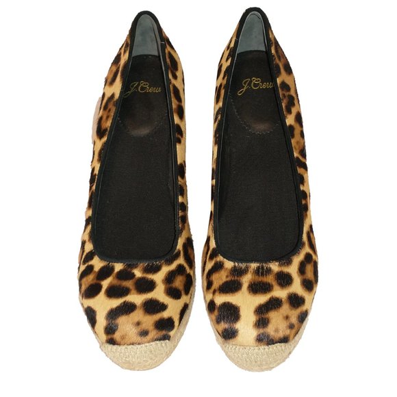 J. Crew Seville Leopard Print Calf Hair Wedge Espadrilles - Size 8 - Picture 2 of 5